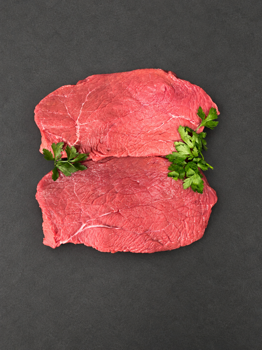 Rump Steak on a smooth charcoal background