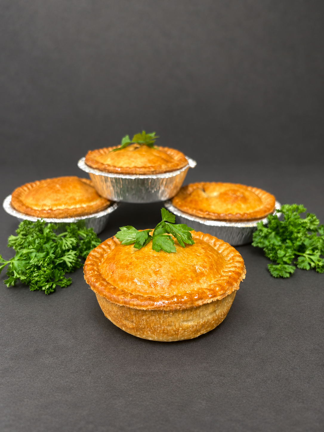 Meat And Potato Pie on a smooth charcoal background