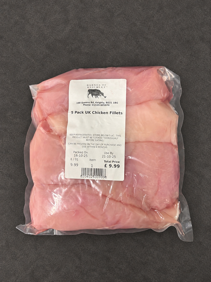 5 Pack Of Chicken Fillets on a smooth charcoal background