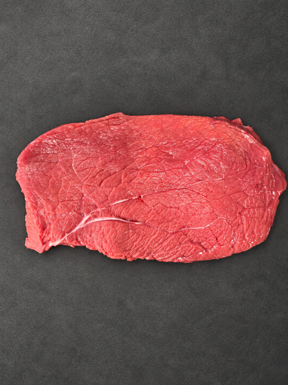 Rump Steak on a smooth charcoal background
