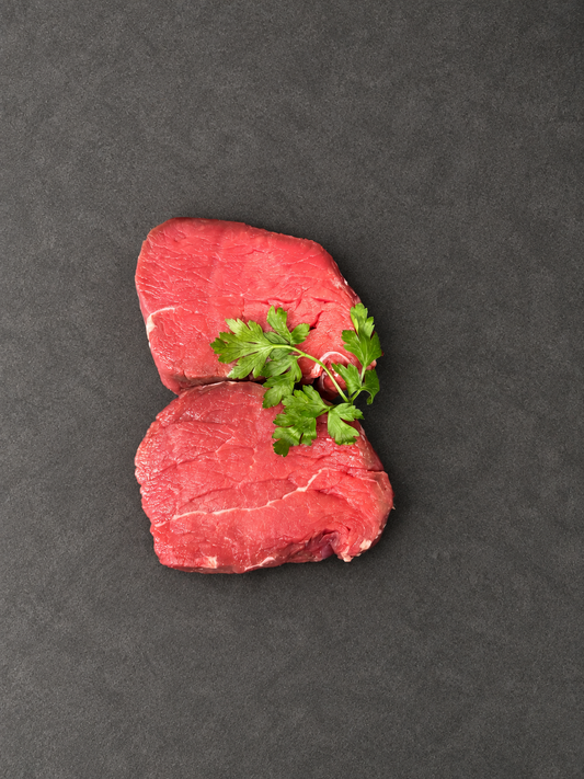 Fillet Steak on a smooth charcoal background